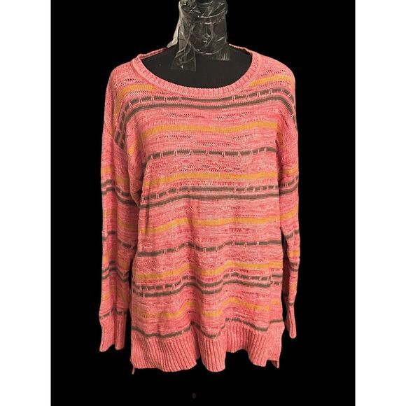 Soft Surroundings Pink Gray & Gold Pullover Women’s Small Sweater Long Sleeve - Picture 1 of 5